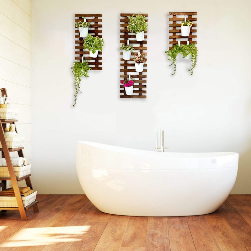 ShopLaLa Wall Planter â€“ 3 Pack Wooden Hanging Planter for Indoor Plants, Air Plant Succulent Holder, Live Vertical Garden Large Wall Mounted Plant Stand Decor for Christmas 15.7 + 23.6 + 35.4 Inch - Image 1